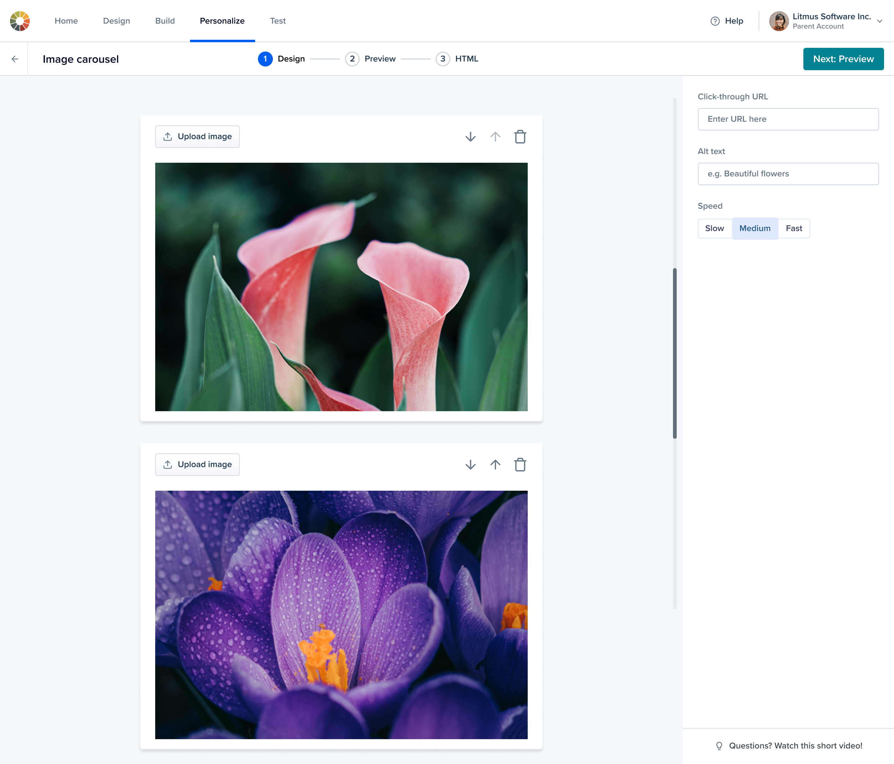 Animation in Litmus Personalize