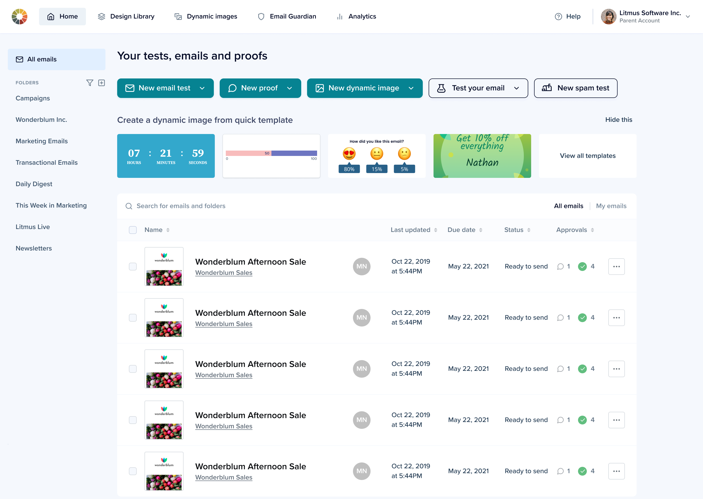 Litmus Personalize Homepage
